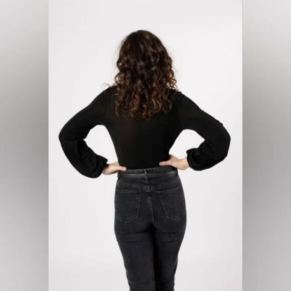 *2/$25* Band of the Free BOG Womens Medium Aggie Black Cowl Neck Bodysuit - Picture 3 of 12